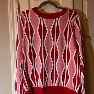 Women's Fate Pink Red & White Textured Sweater - Size Medium